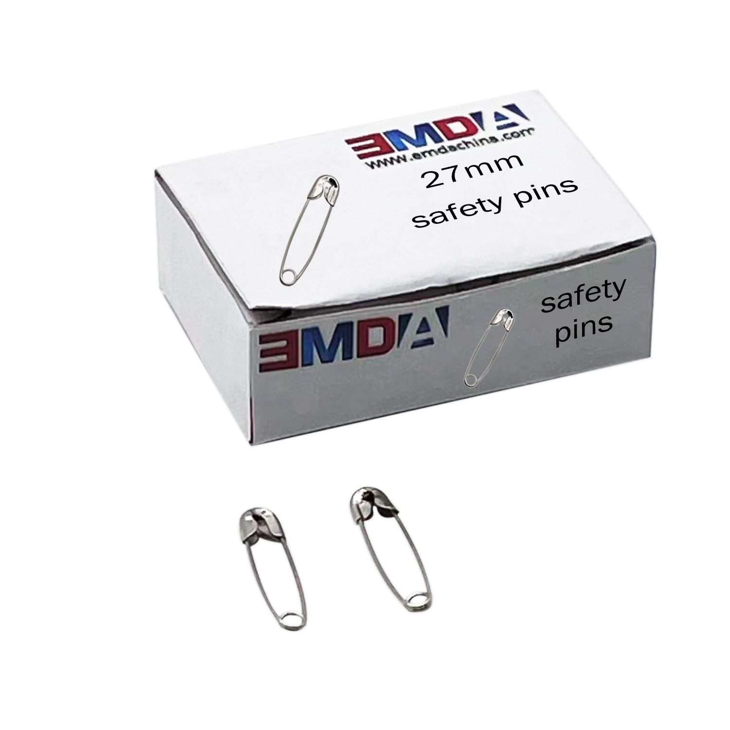 Wholesale 27mm nickle plated custom design office use safety pins bulk small running race number metal safety pins for clothing